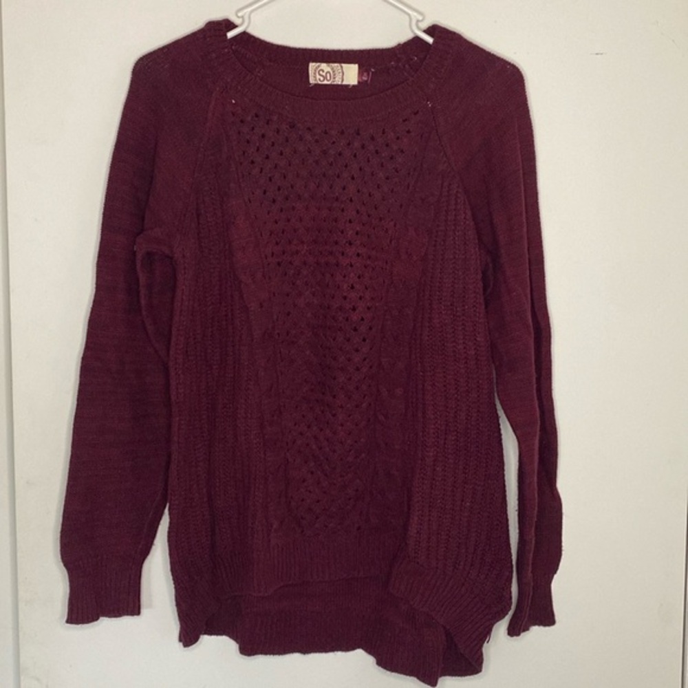 SO Burgundy Knit Sweater for Women